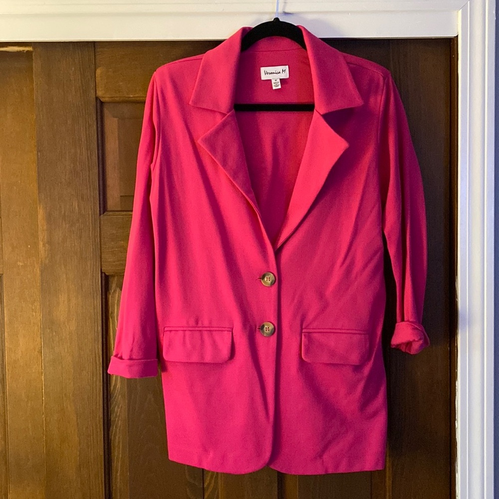 NWOT Veronica M hot pink boyfriend blazer medium